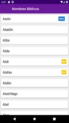 Diccionario - Nombres Bíblicos android App screenshot 4